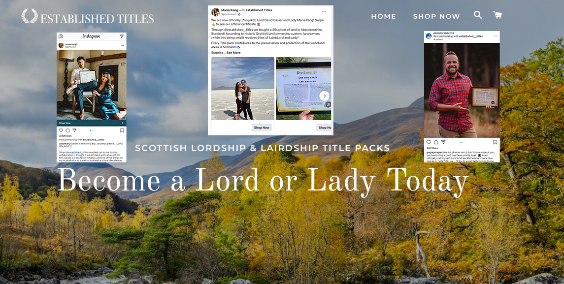 Own Scottish Land and Visit your Estate Become a Scottish Lord or Lady 