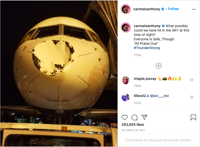 Carmelo Anthony UFO plane