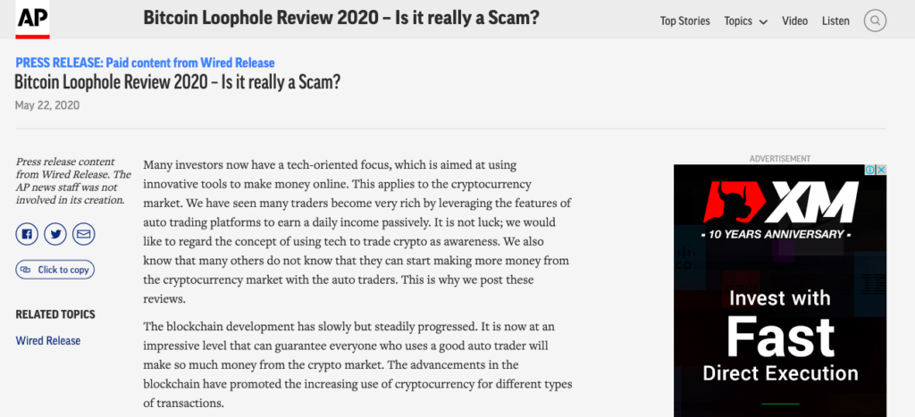 Bitcoin Loophole scam