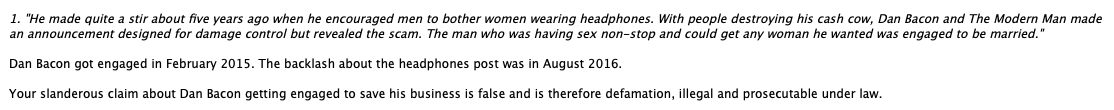 Dan Bacon dating scammer