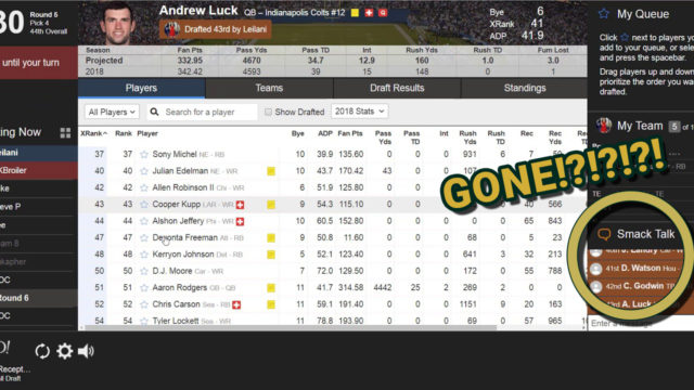 Yahoo Fantasy public league draft chats