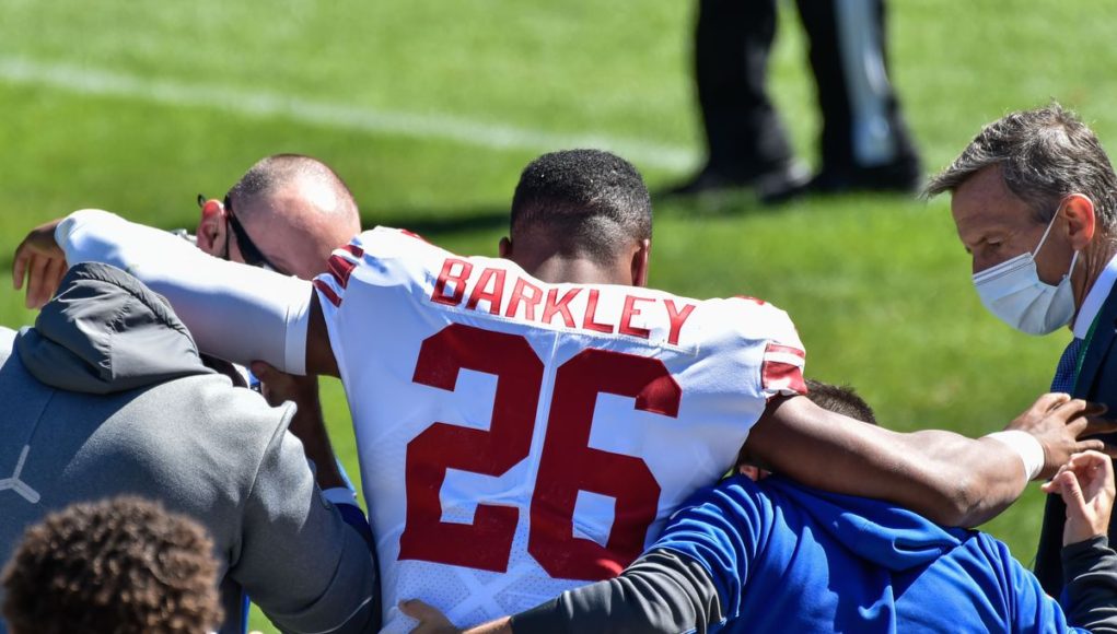 Saquon Barkley's handcuff