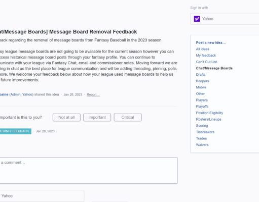 RIP Yahoo Fantasy message boards…we’ll never understand why you’re gone Yahoo Fantasy Message Boards