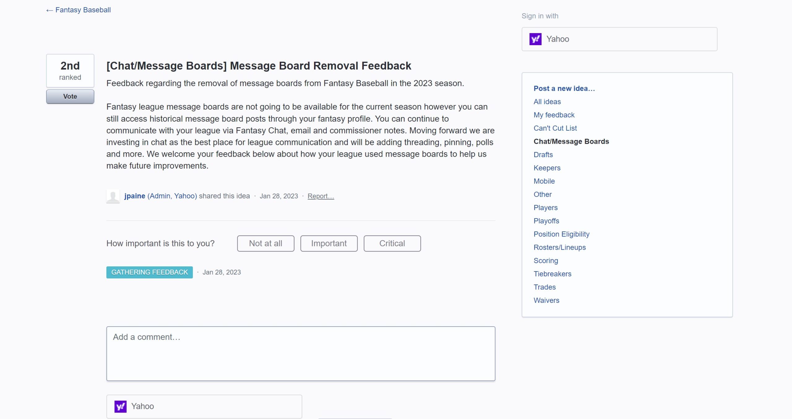 🚨💬🚨[Yahoo Fantasy Updates] Fantasy Chat upgrades are now available! :  r/fantasybaseball