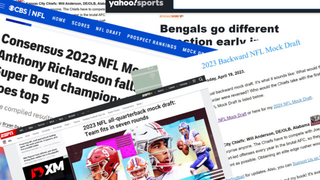 NFL mock drafts out hand