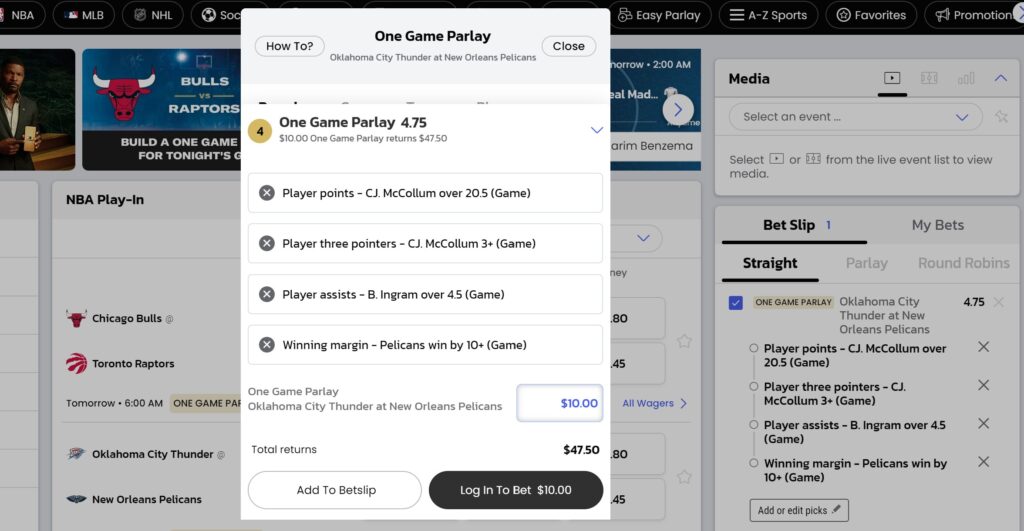same game parlay strategy example