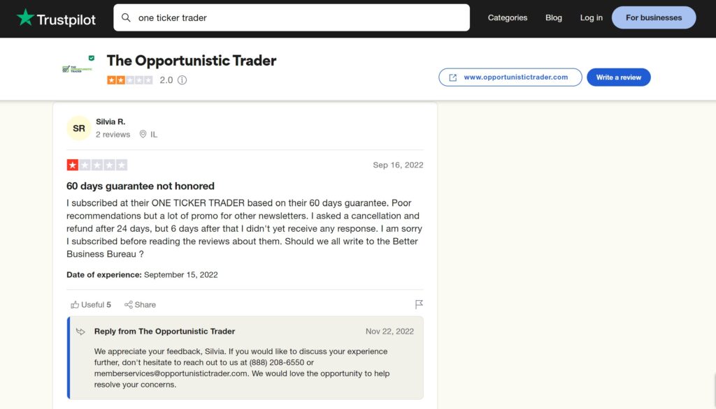 one ticker trader review