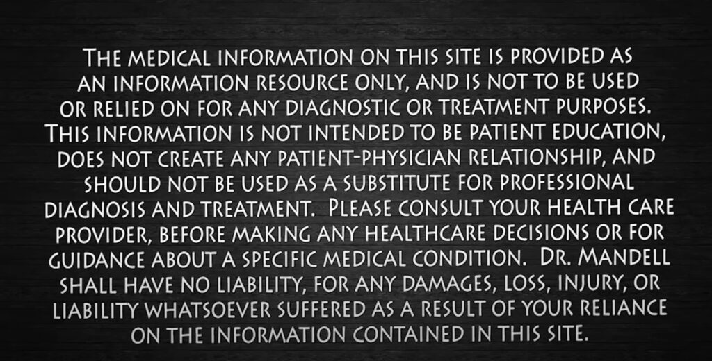 Alan Mandell disclaimer