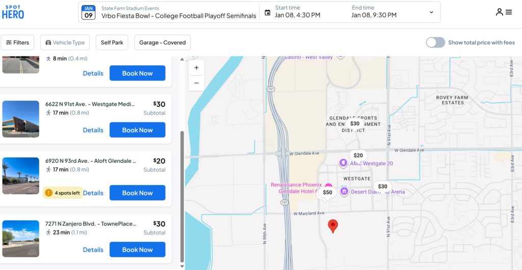Fiesta Bowl parking cheap